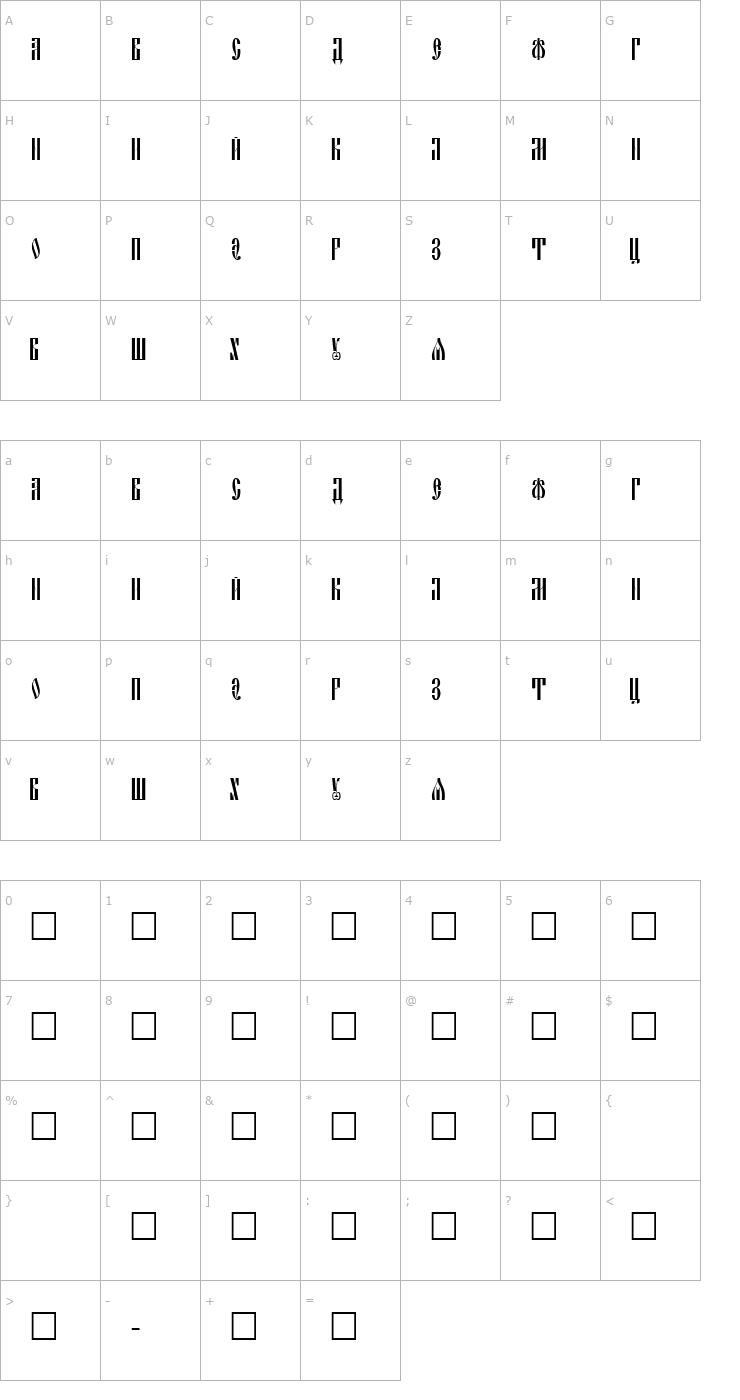 Character Map Slavjanic Font