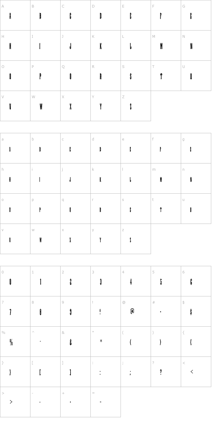 Character Map SlayerCondensed Font