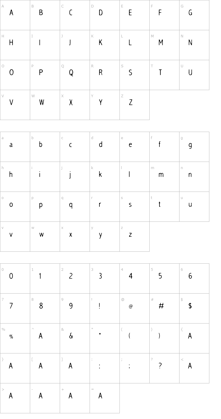 Character Map SleepTalk Font