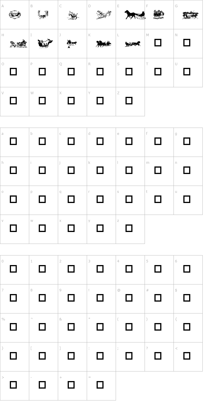 Character Map Sleigh Ride Font