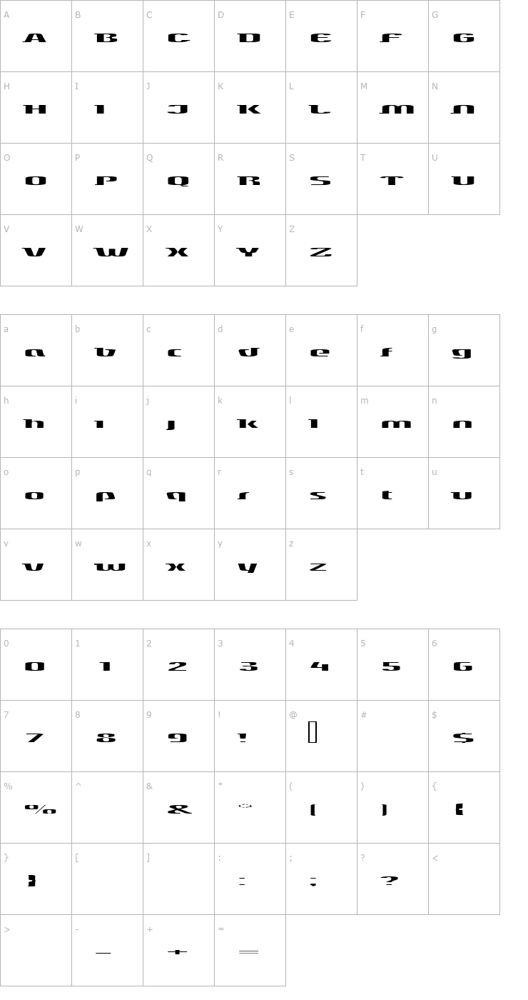 Character Map slick Font
