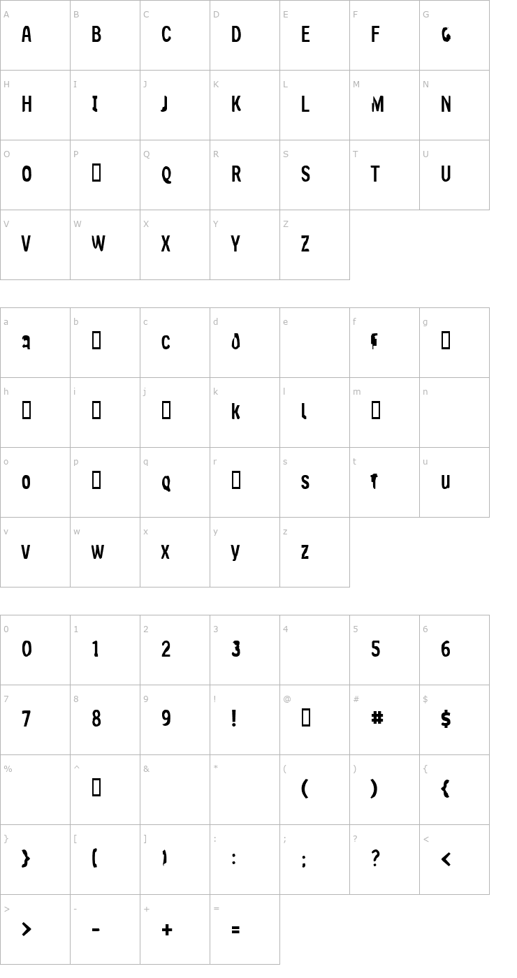 Character Map Slim Jim [part one] Font