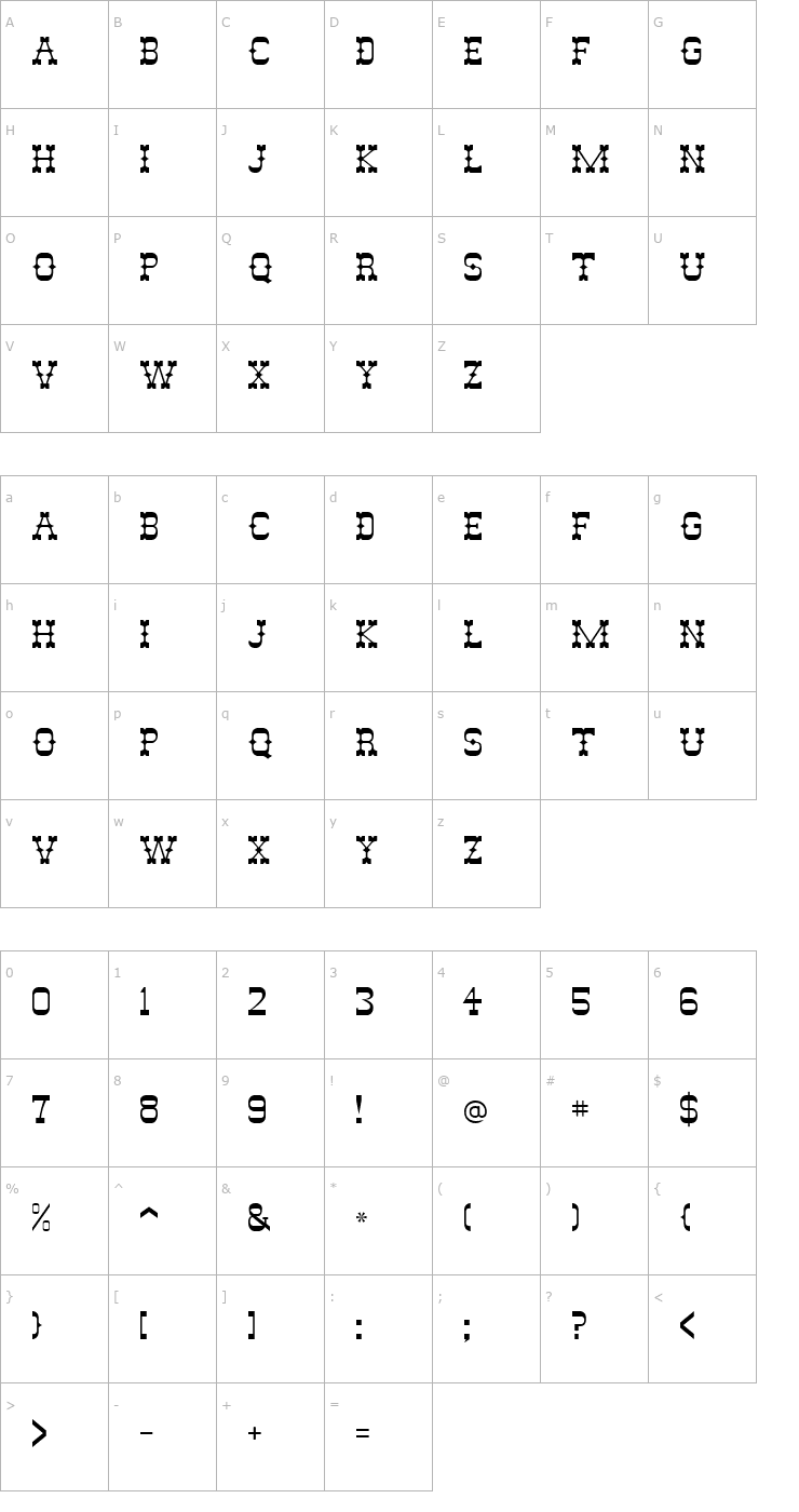 Character Map Slim Pickens SSi Font