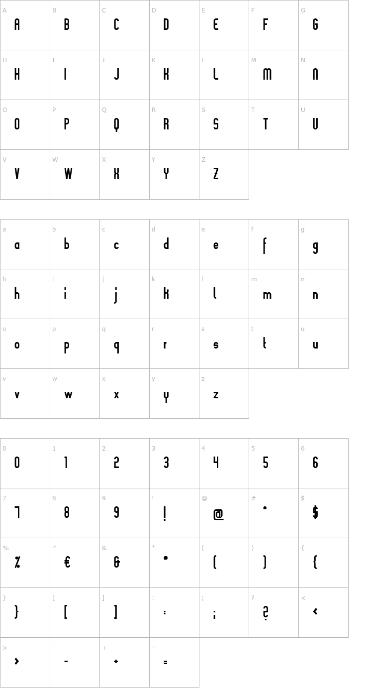 Character Map Slimania Bold Font