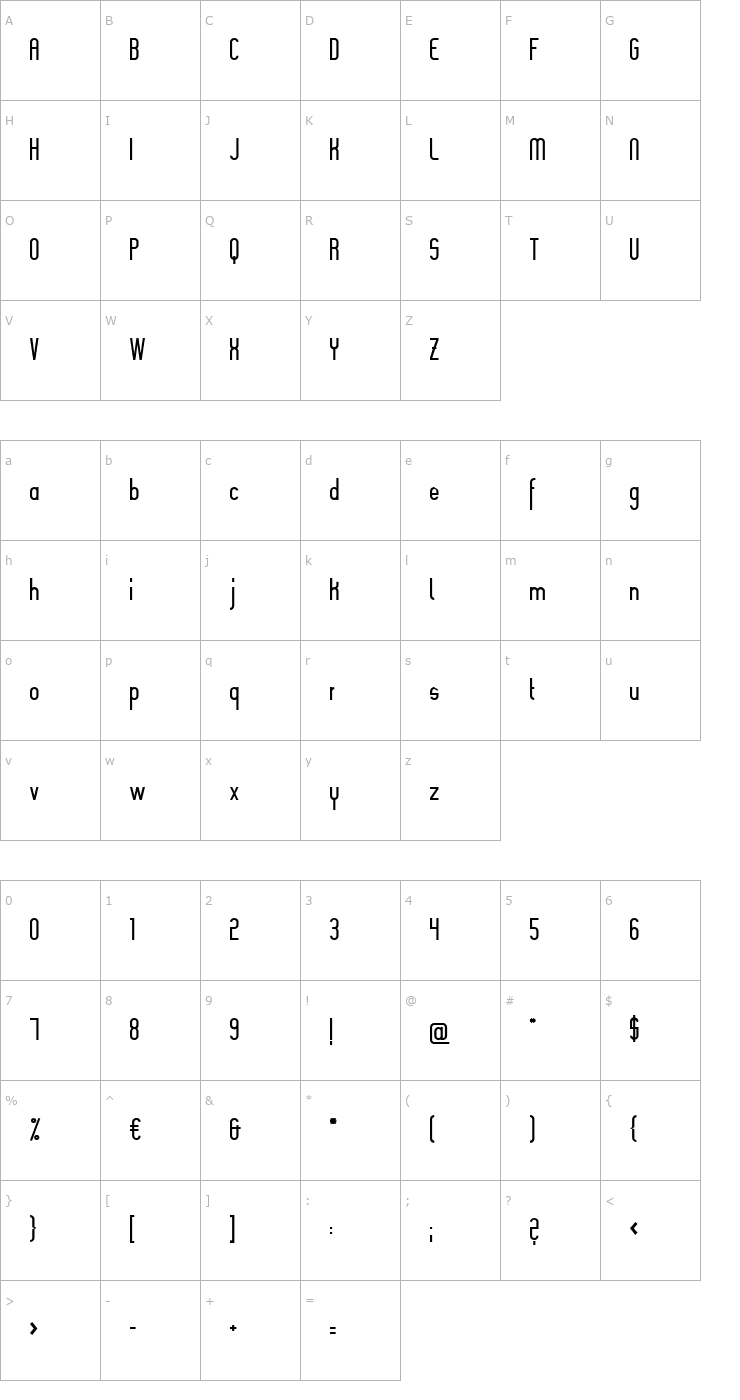 Character Map Slimania Font