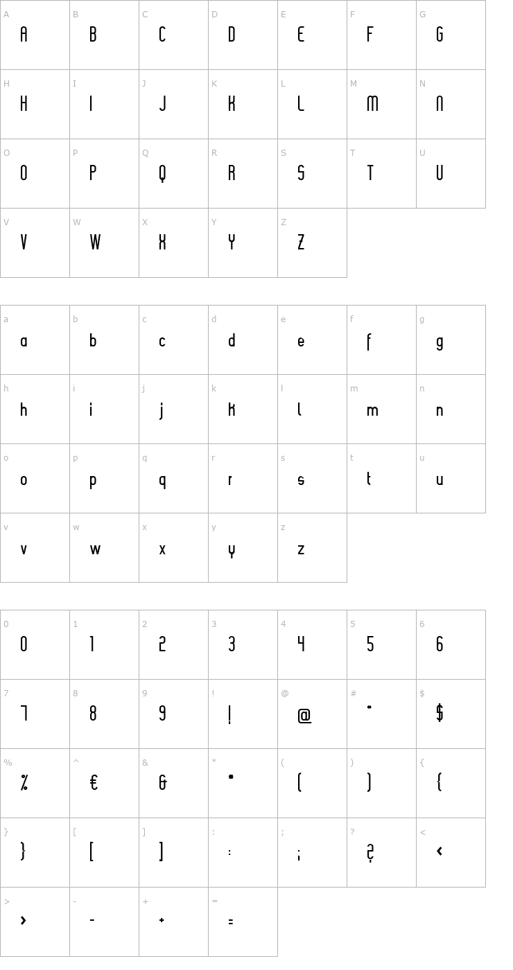 Character Map Slimania2 Font