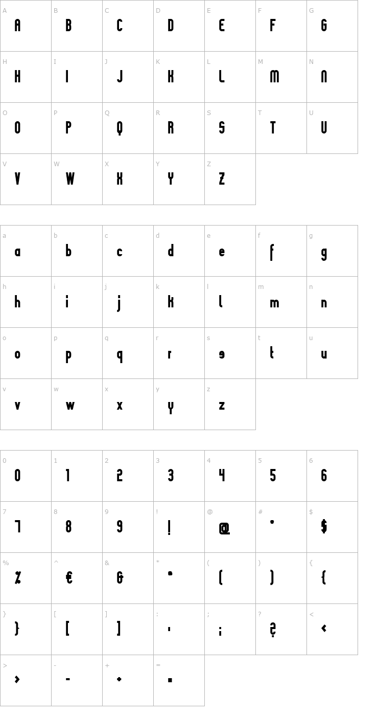 Character Map Slimaniabold Black Font