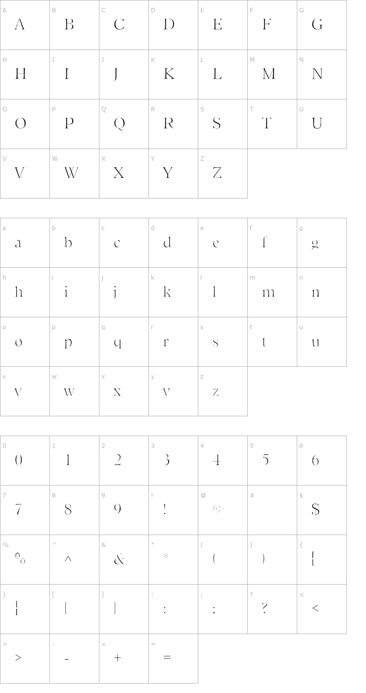Character Map Slimfit SF Font