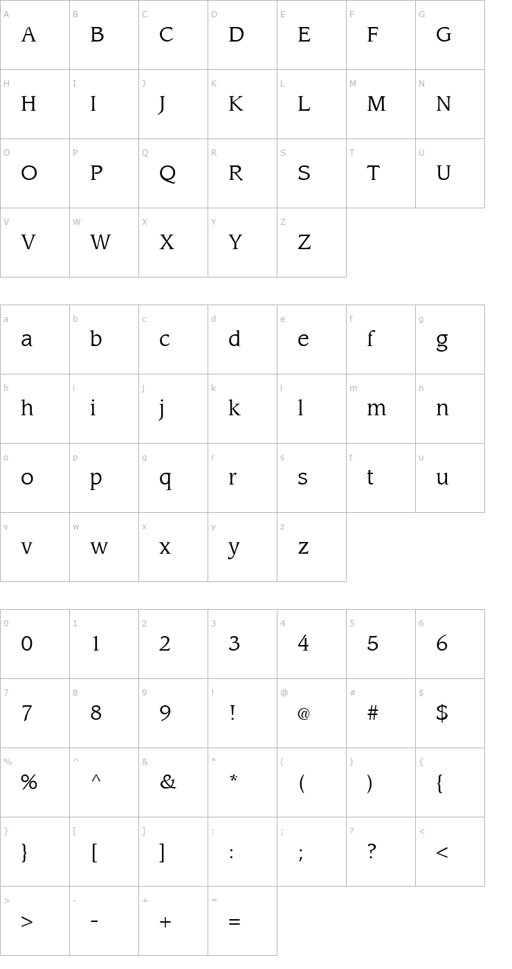 Character Map Sling Light Font