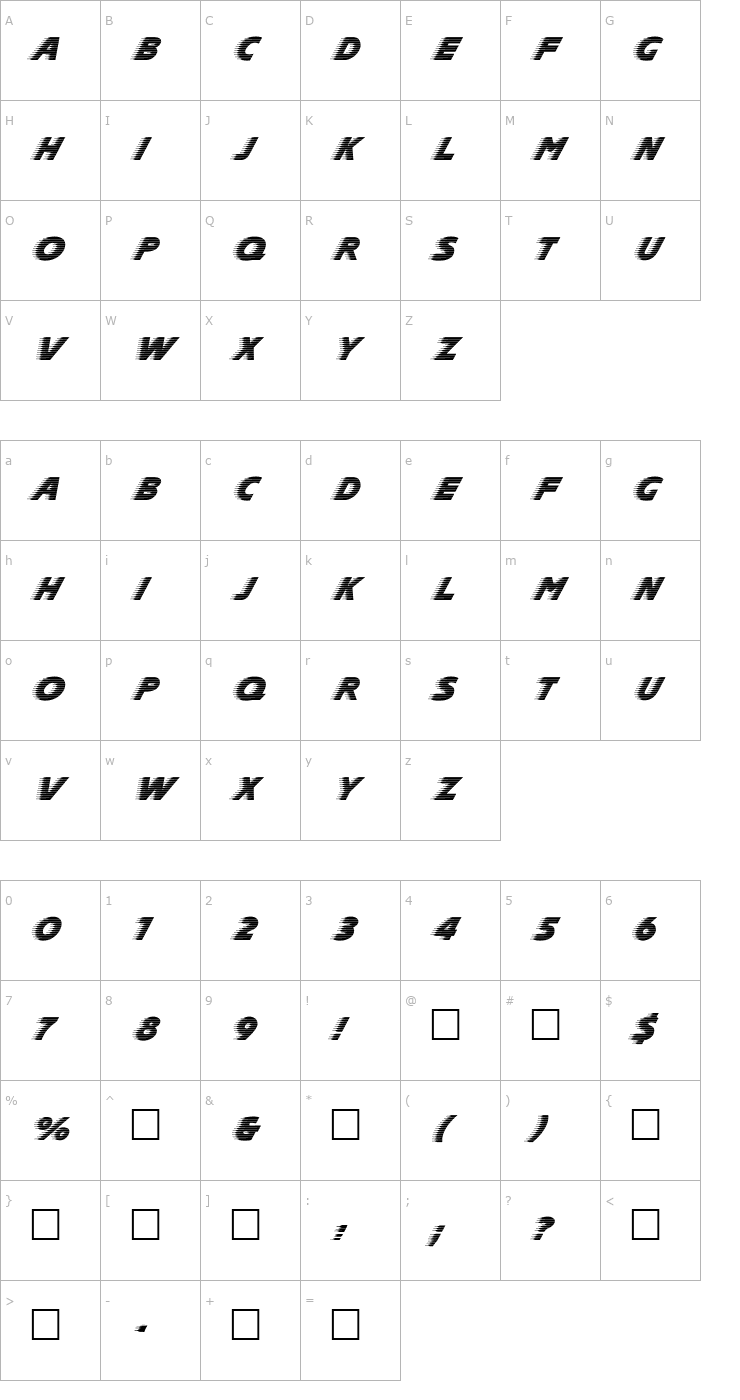 Character Map Slipstream Font