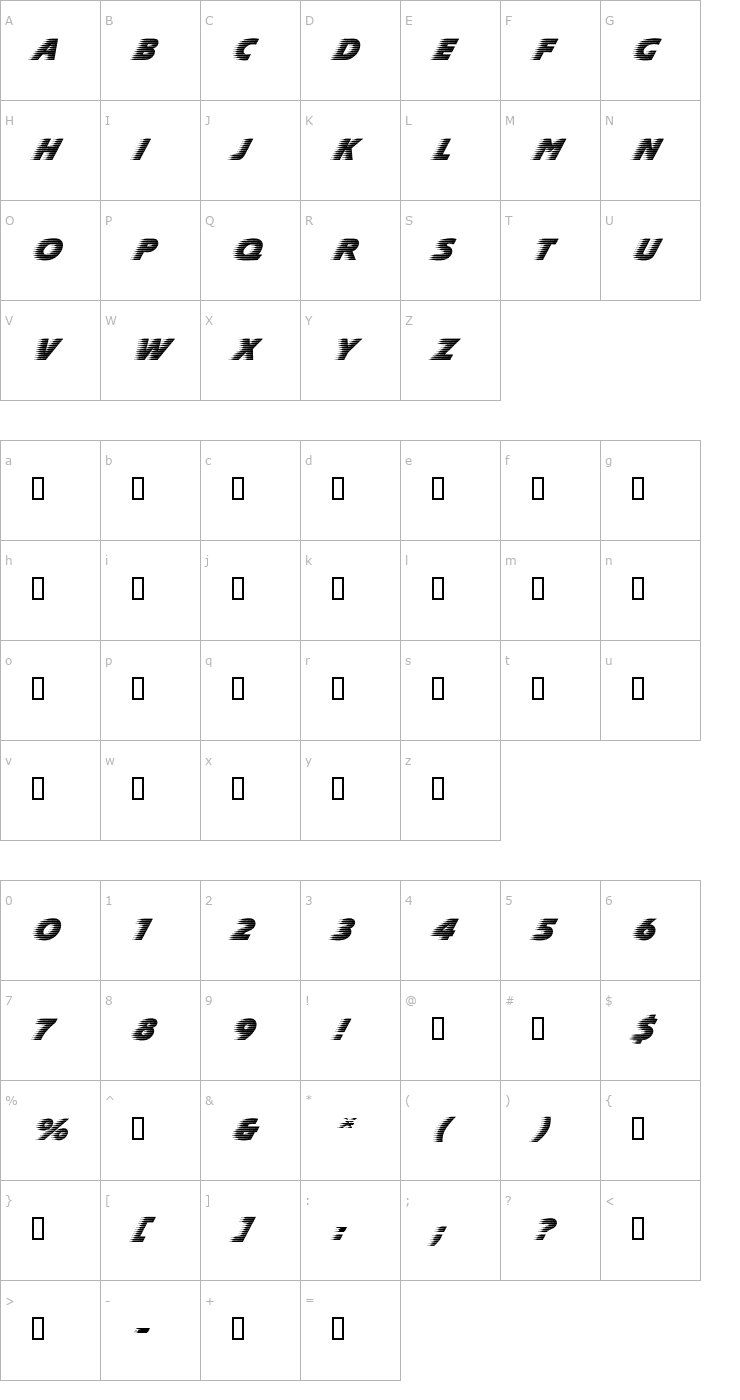 Character Map Slipstream Forward Font