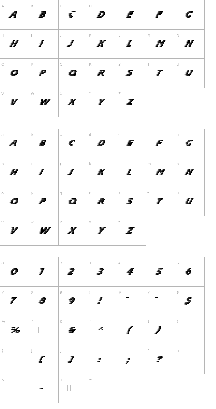 Character Map Slipstream LET Plain Font