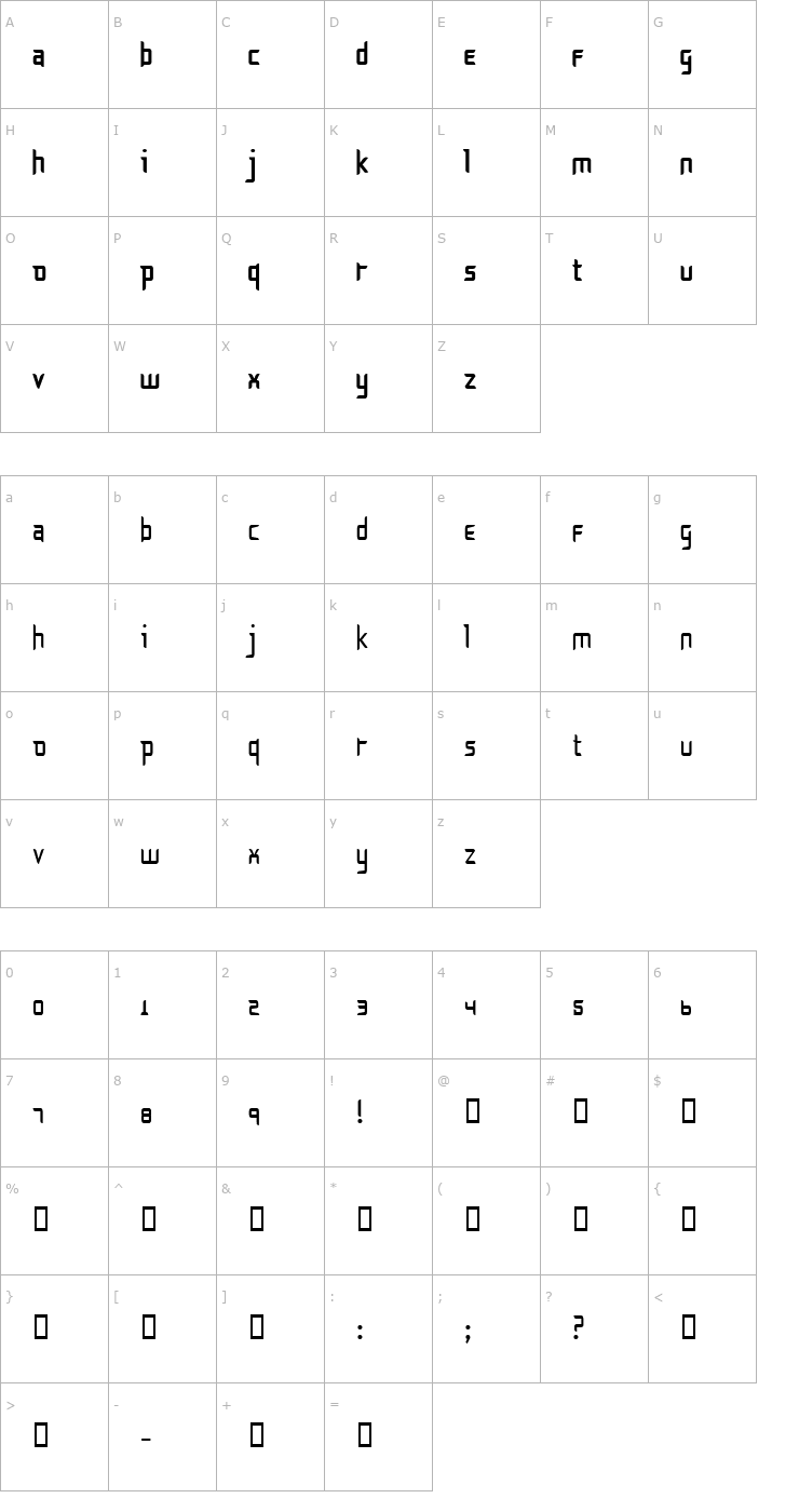 Character Map Sliver Font