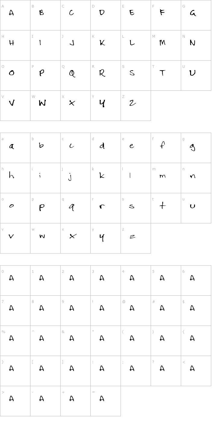 Character Map Slobbo Font