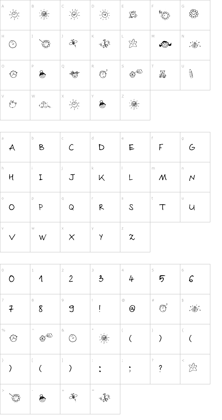 Character Map Sloneczko Font