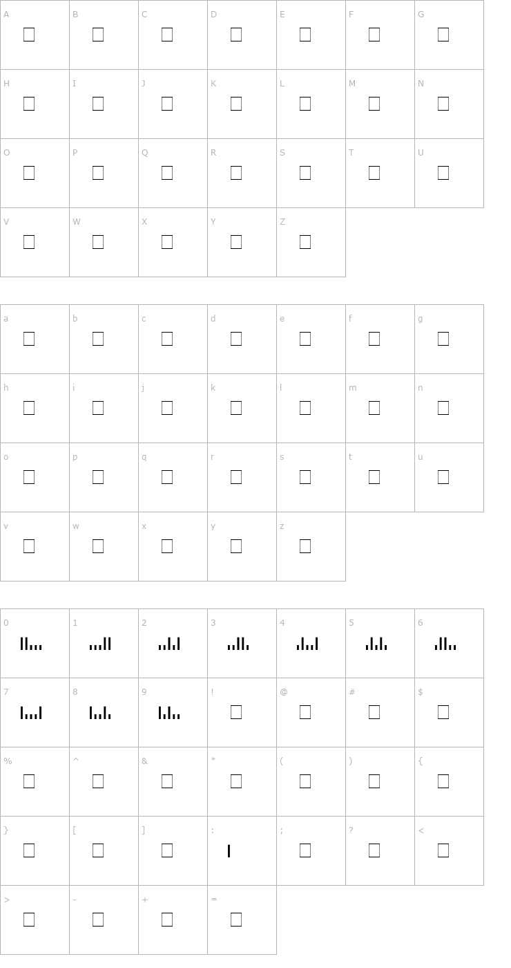 Character Map Slow Boat SSi Normal Font