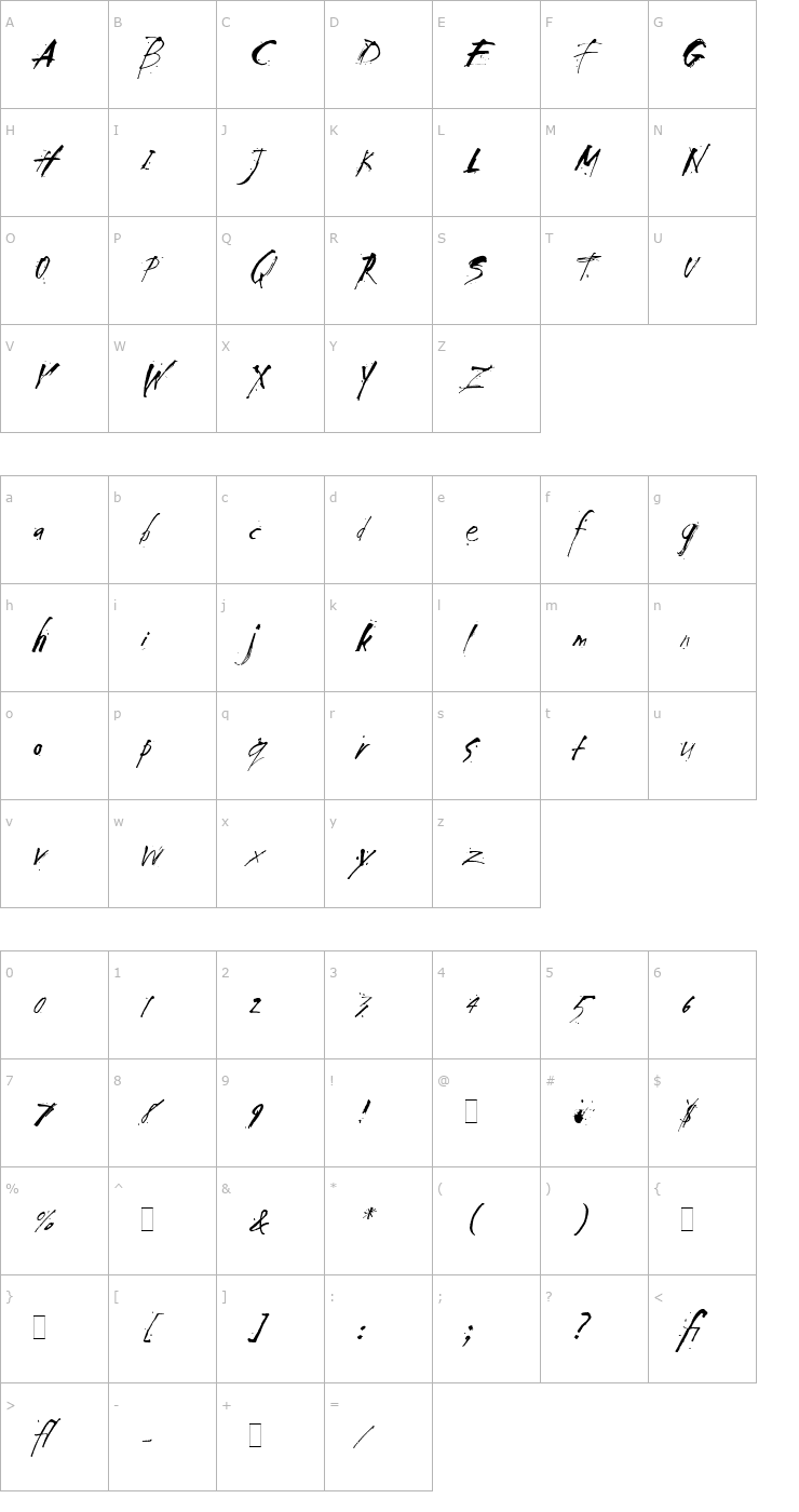 Character Map Smack LET Plain1.0 Font