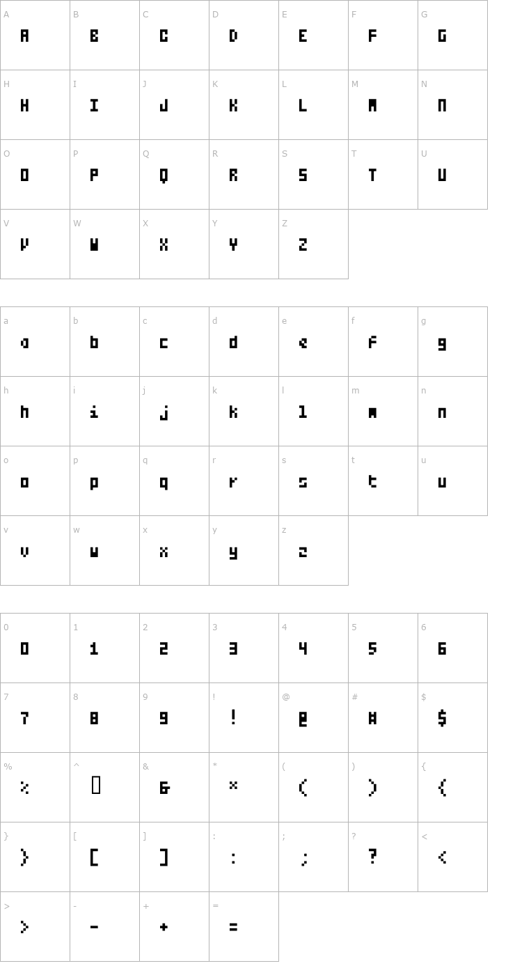 Character Map Small Talk Mono Tight Font