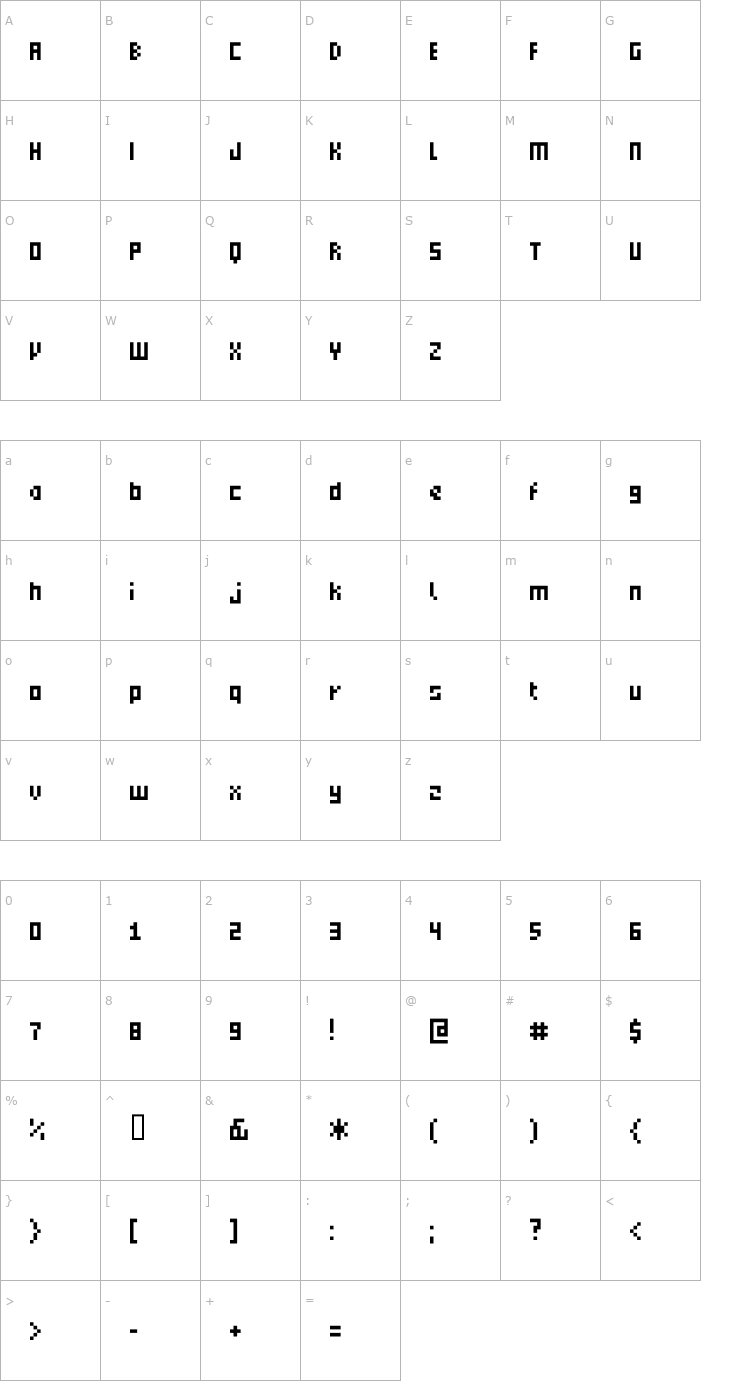 Character Map Small Talk Tight Font