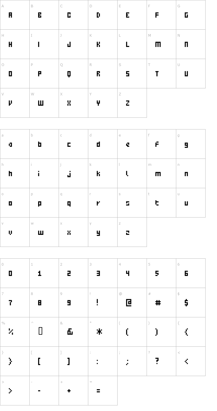 Character Map Small Talk Wide Font