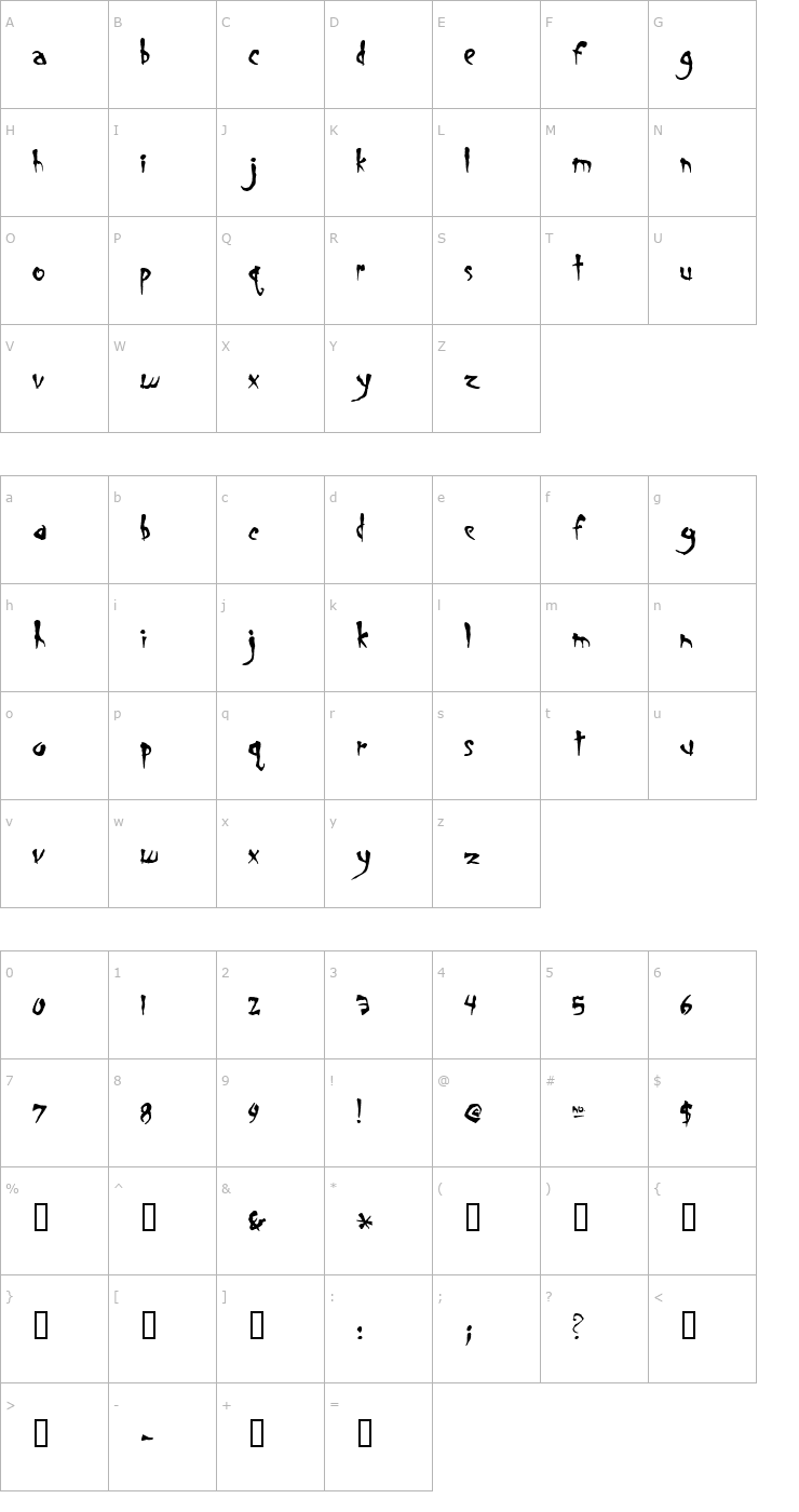 Character Map Smegalomania Font