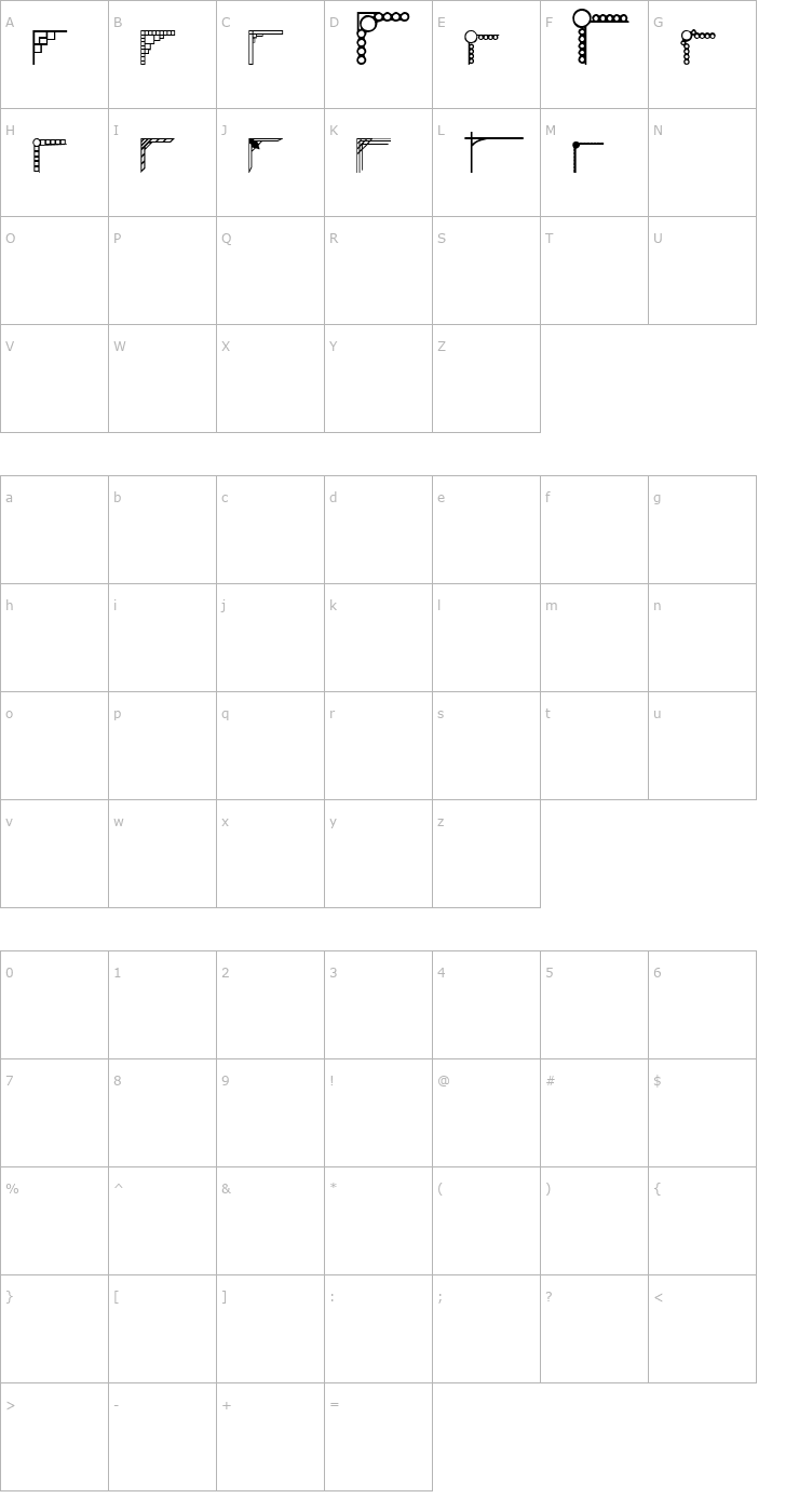 Character Map SMG Design Corner 01 Font