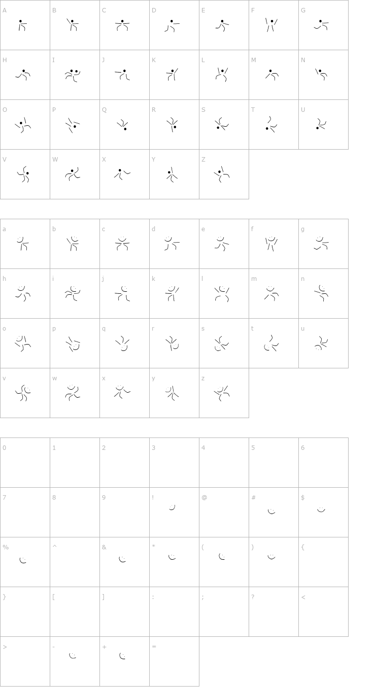 Character Map SmileAndTrain-ExtraLight Font