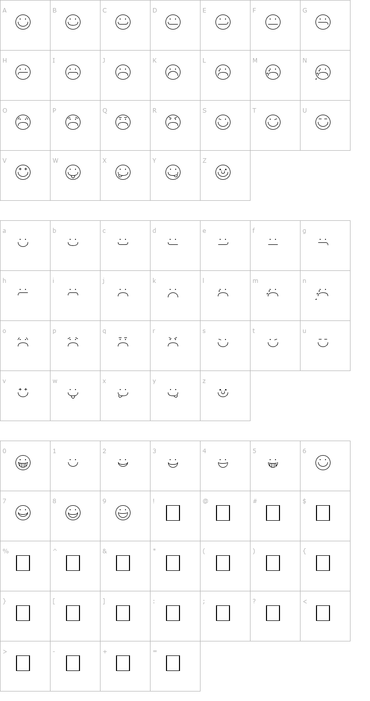 Character Map Smiley Regular Font