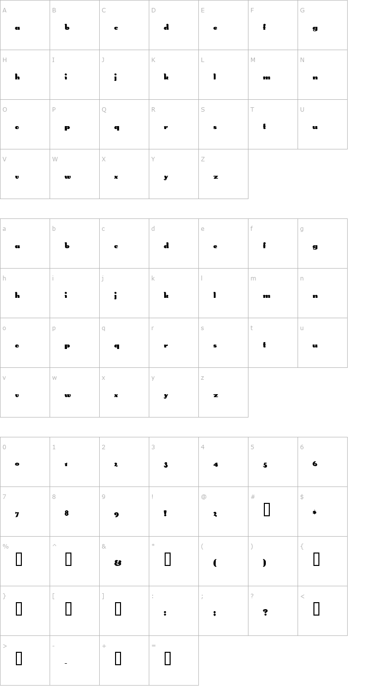 Character Map Smoke Font