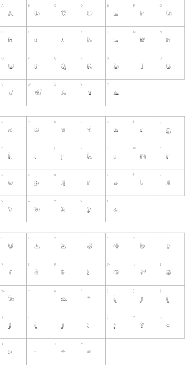 Character Map Smoke Rasterized Font