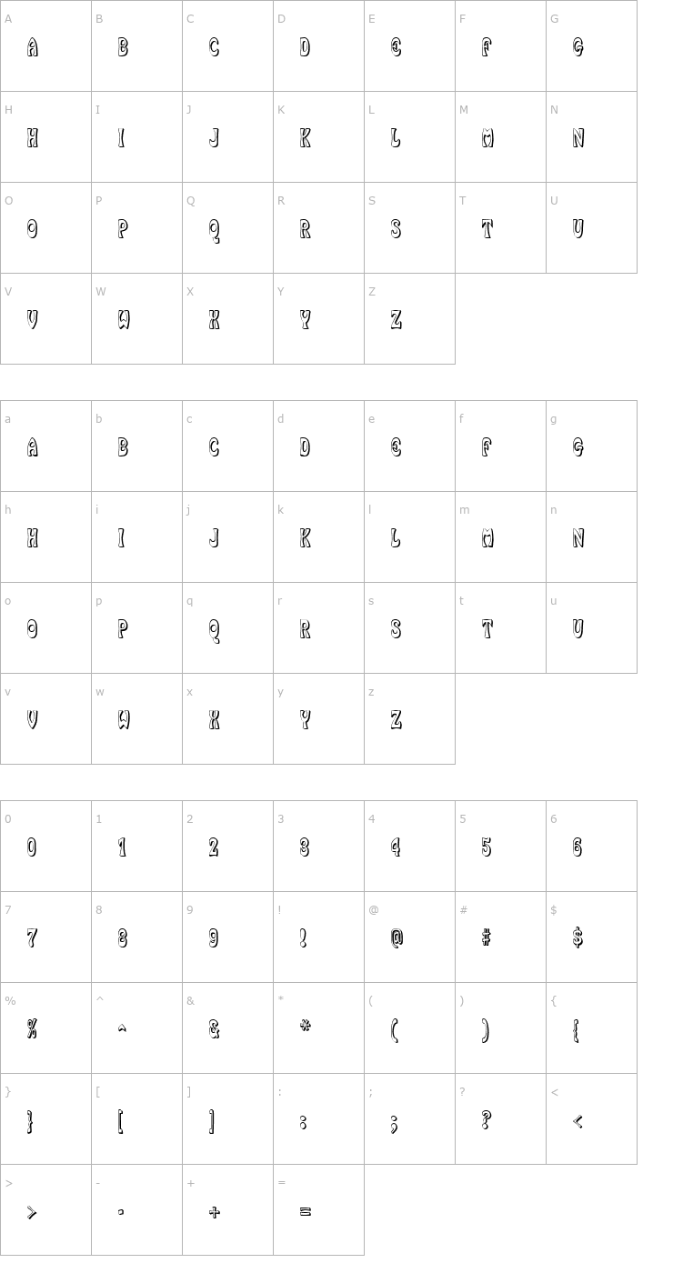 Character Map SmokeHausShadow Font