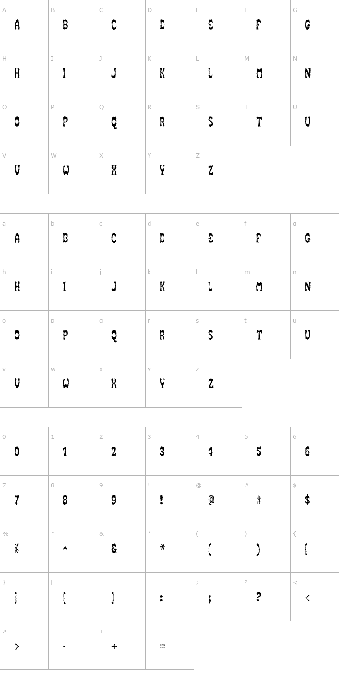 Character Map SmokeHouseRough Font