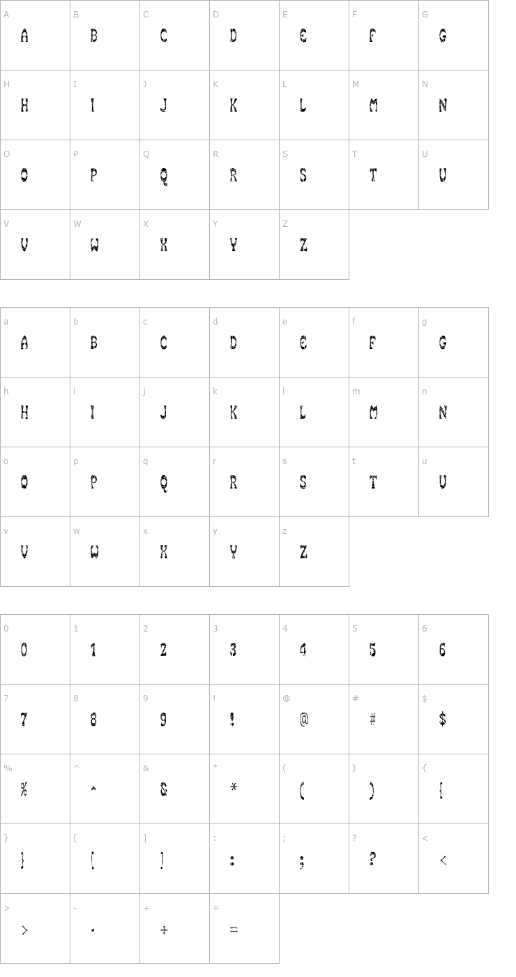 Character Map SmokeHouseShatter Font