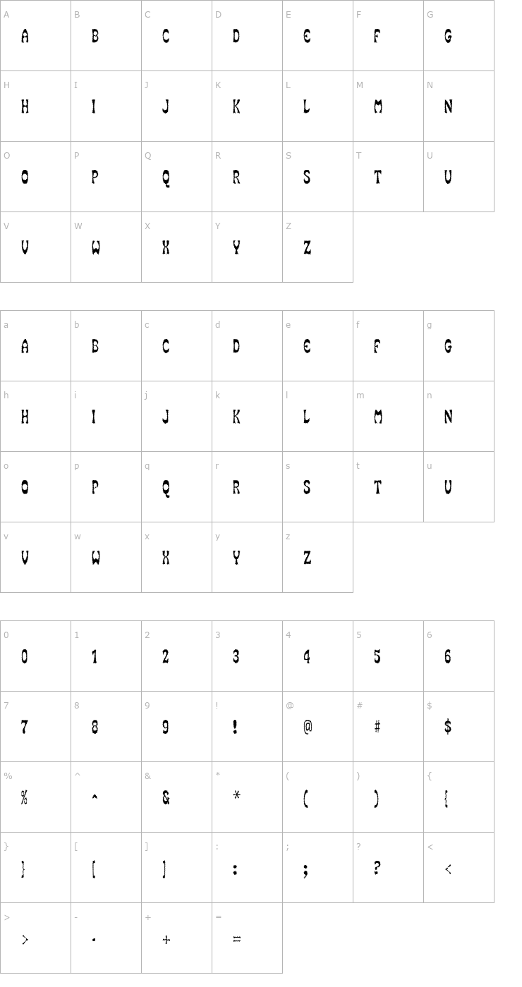 Character Map SmokeHouseWave Font