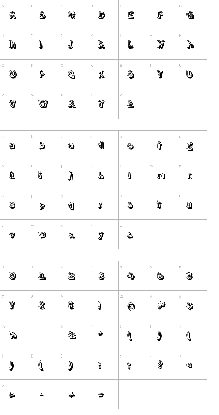 Character Map SmokeShadow-Medium Font