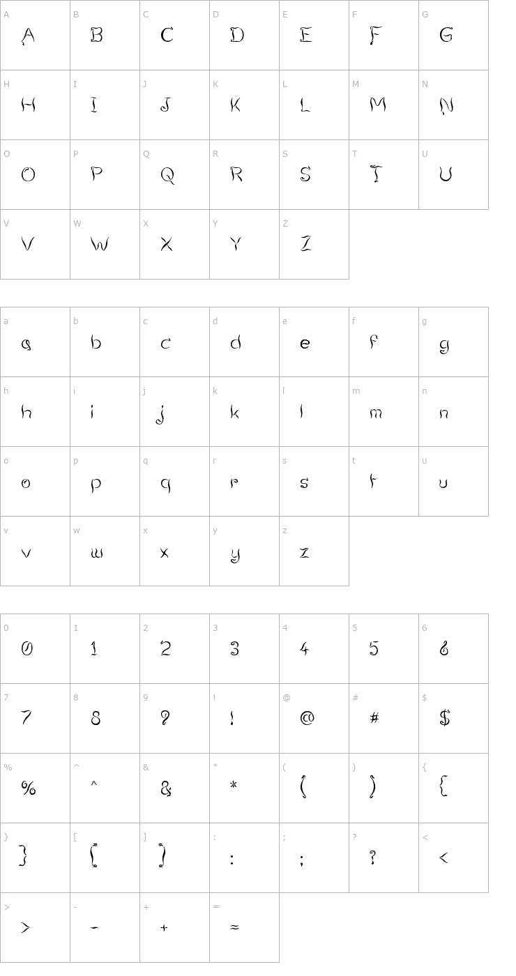 Character Map Smoking Tequila Font