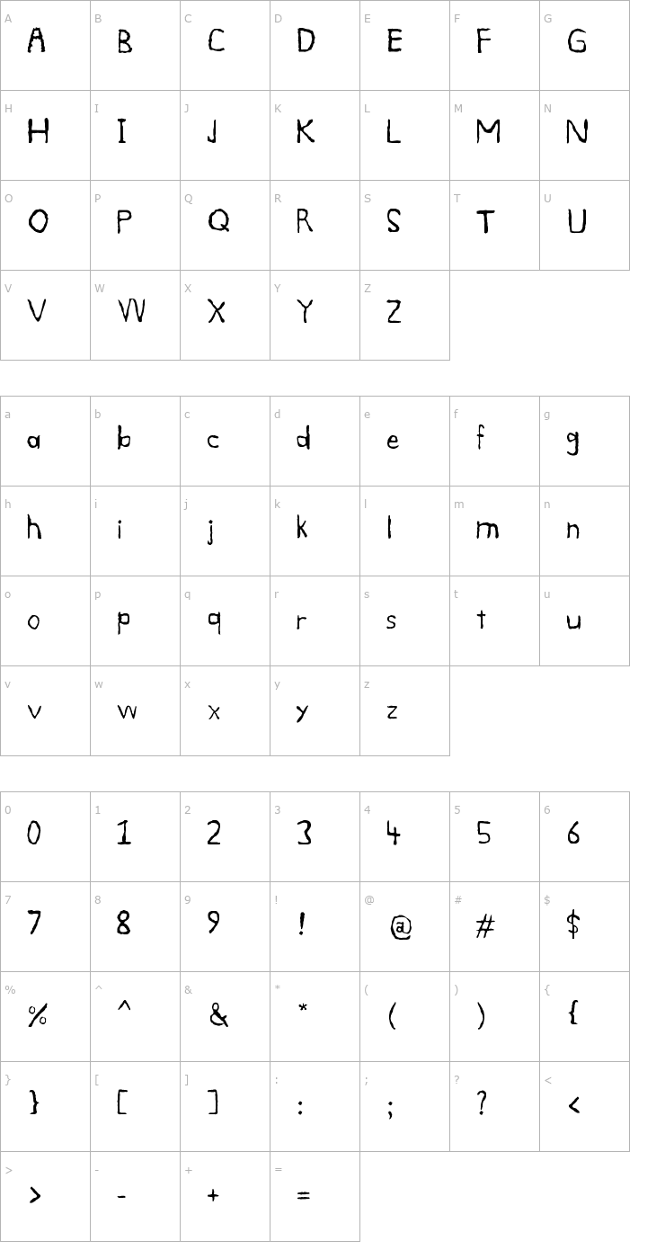Character Map Smudge Font