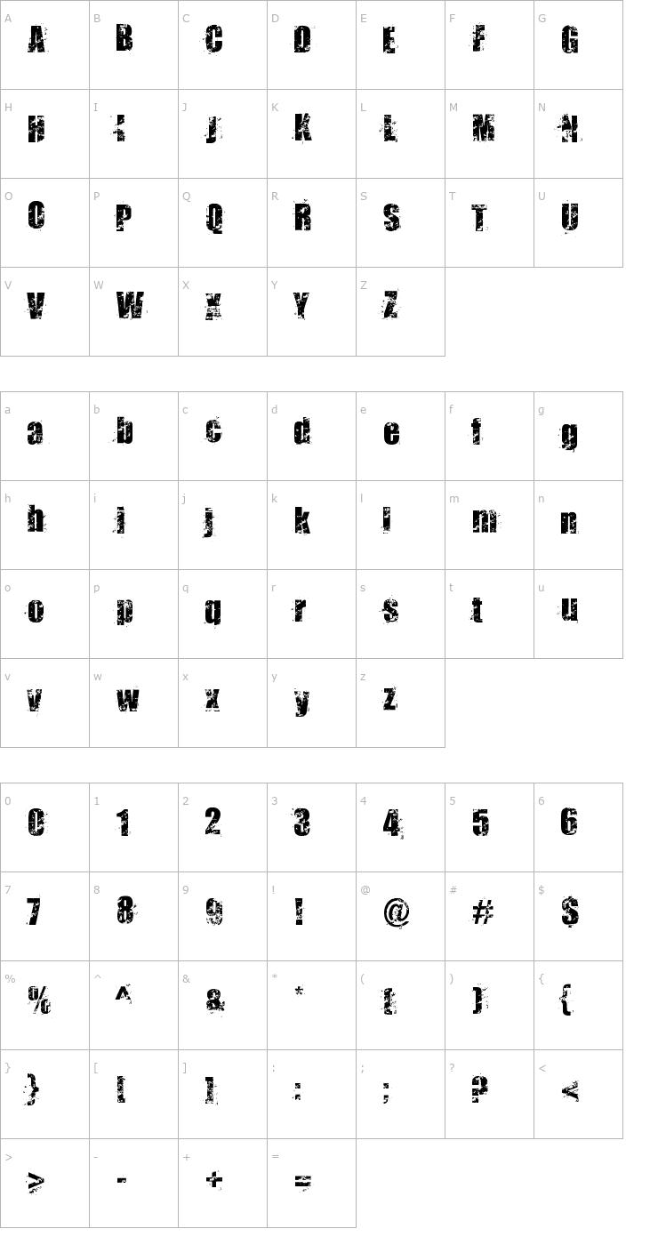 Character Map Smudgers Font