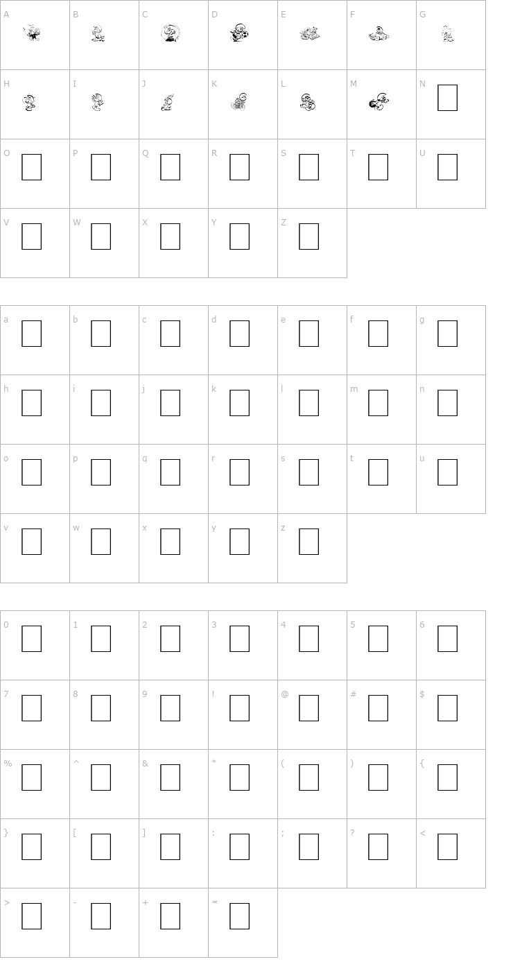 Character Map Smurfin' Normal Font