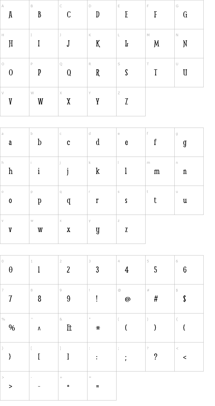 Character Map Smythe Font