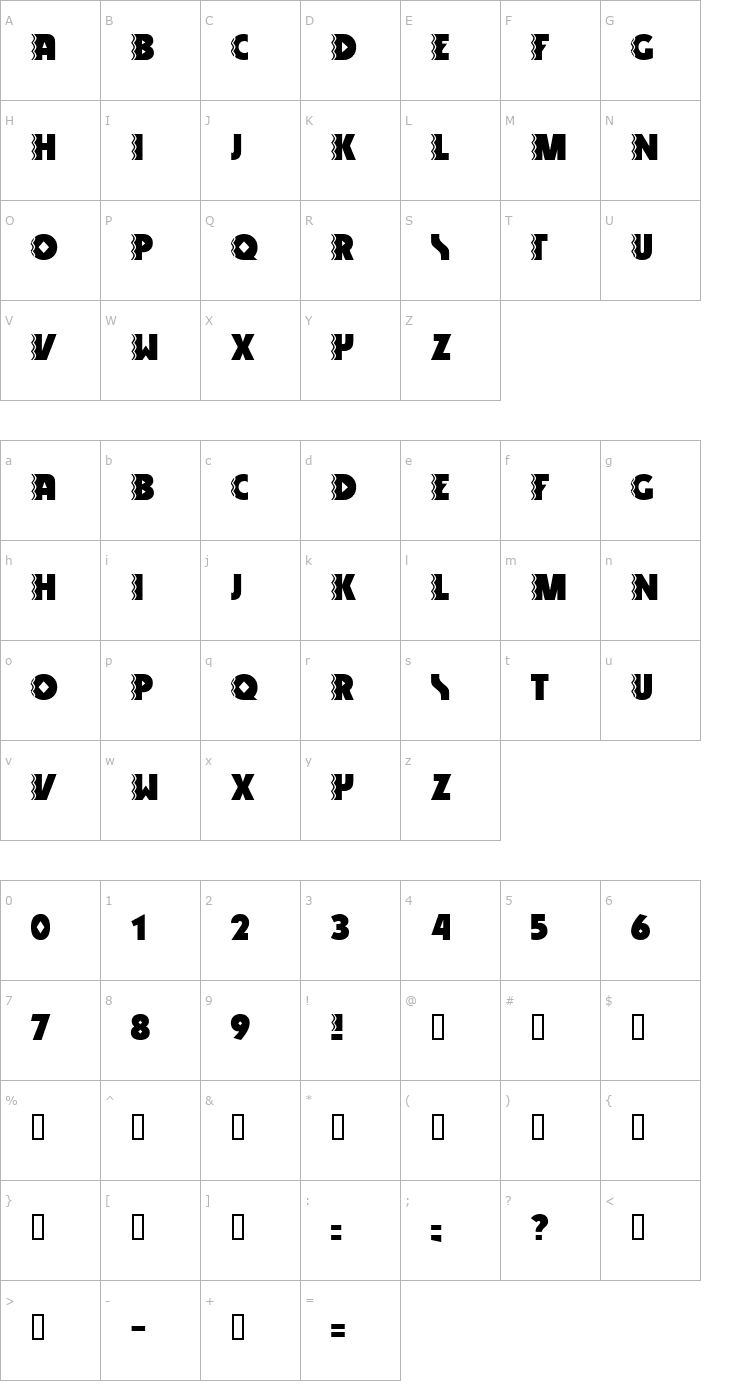 Character Map Snake Venom Font