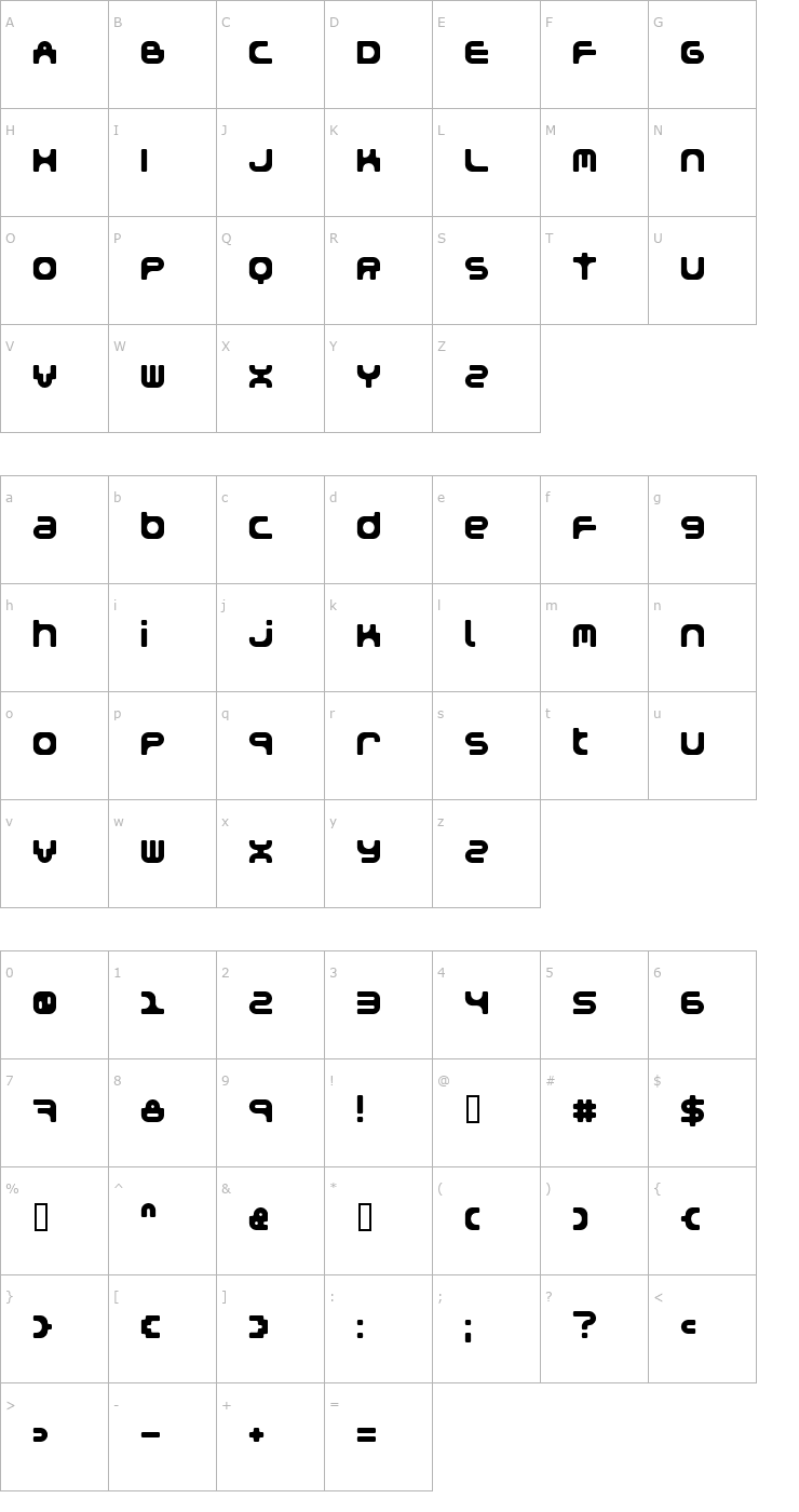 Character Map Snakegirl Font