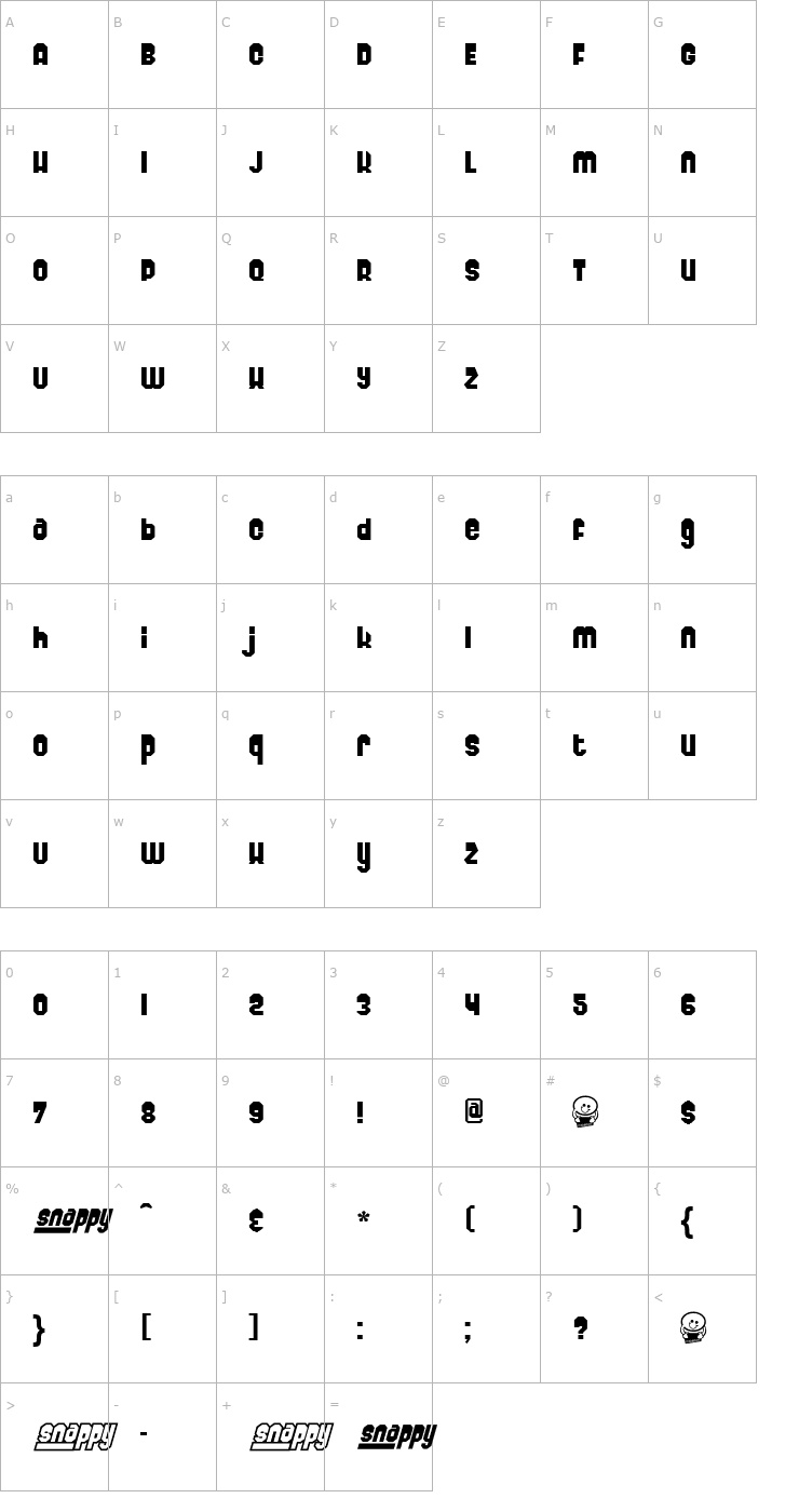 Character Map Snappy Font