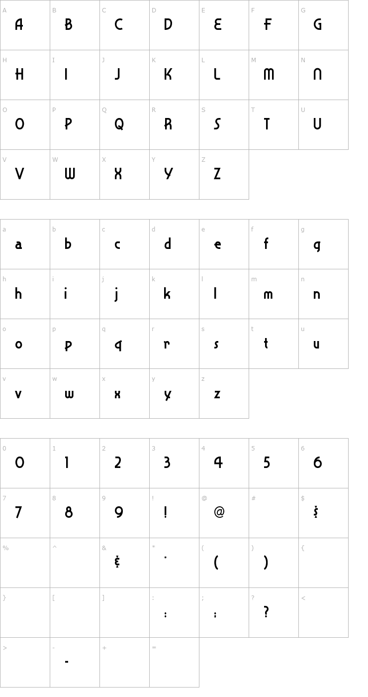 Character Map Snappy Service Font