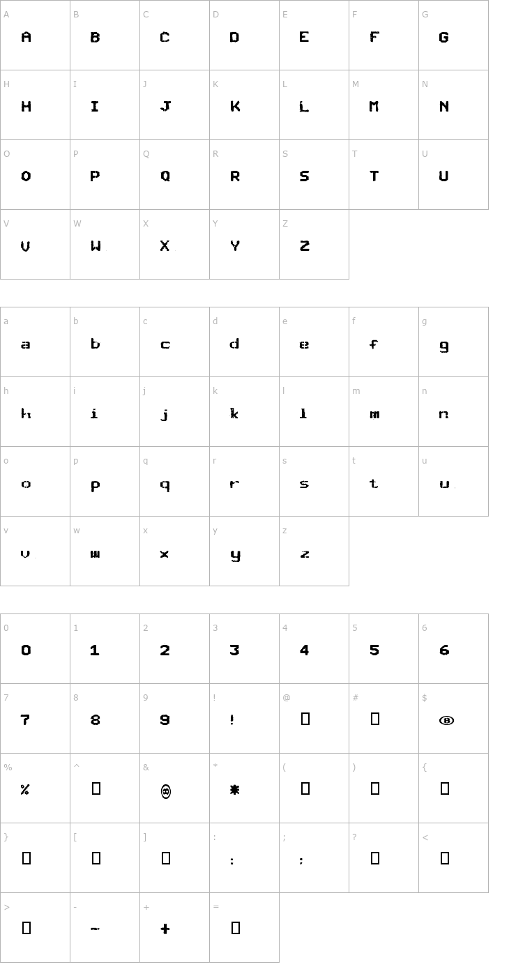 Character Map SNC Bishop Font