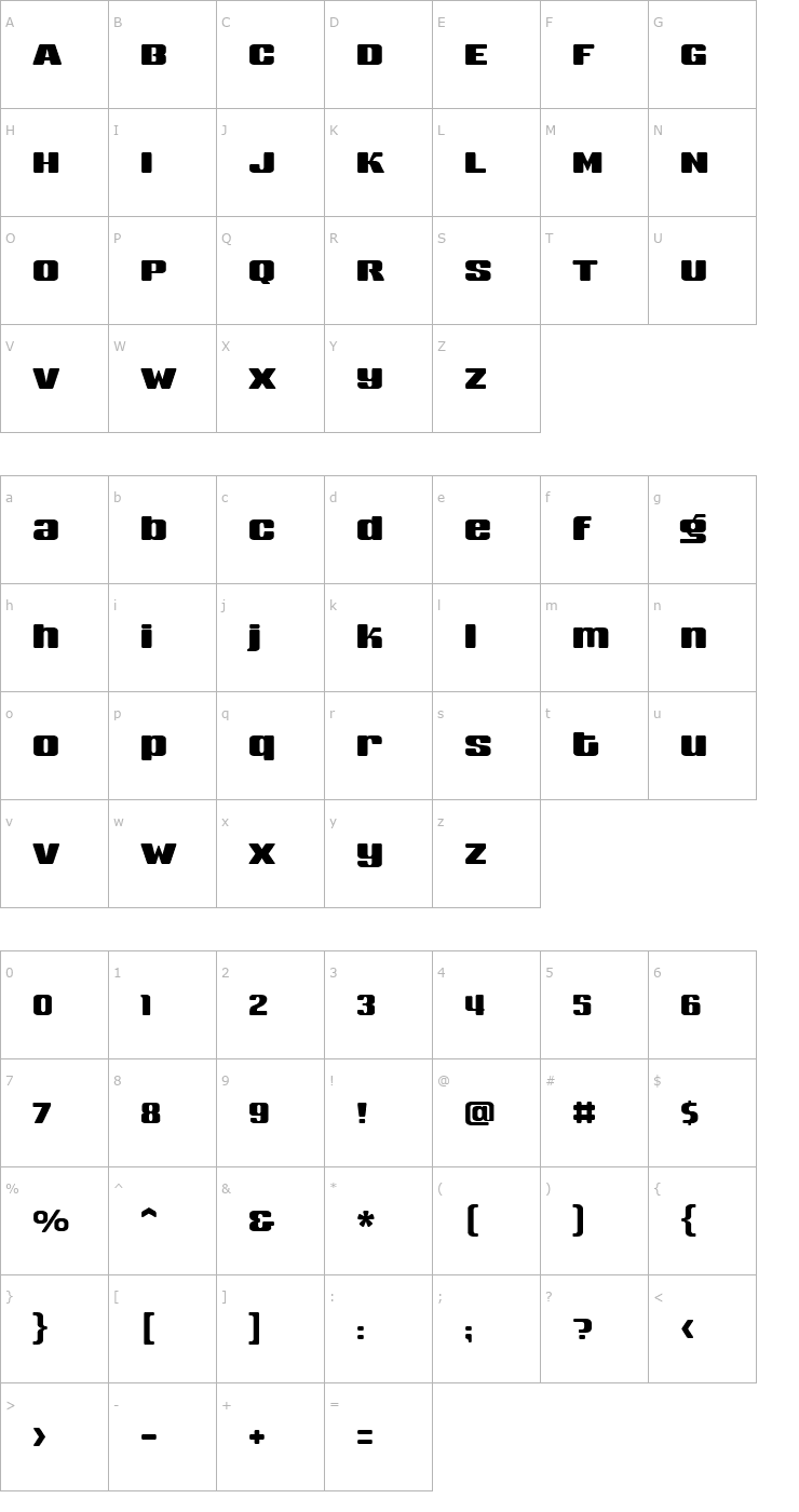 Character Map Sneakers Medium Biform Font