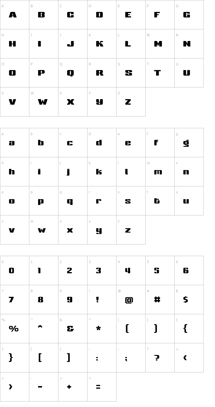 Character Map Sneakers Medium Font