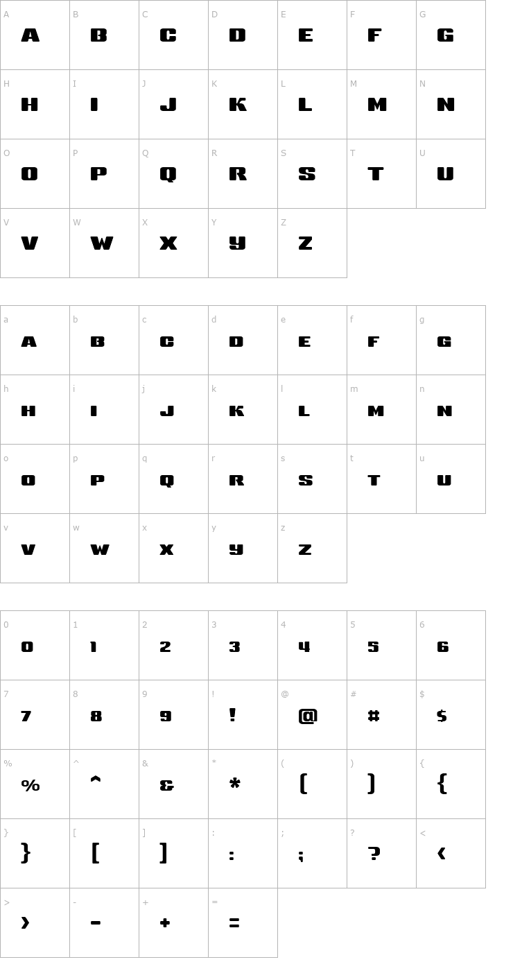 Character Map Sneakers Medium SC Font