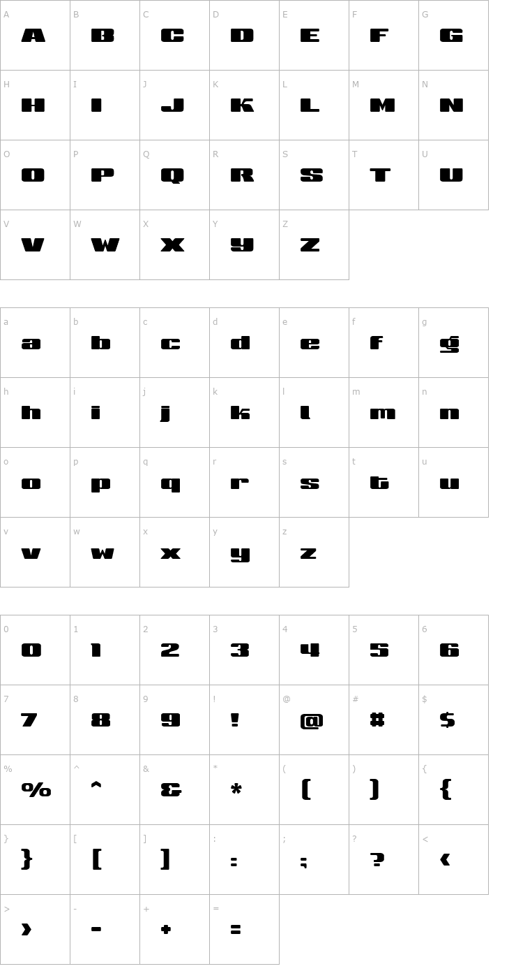 Character Map Sneakers UltraWide Font