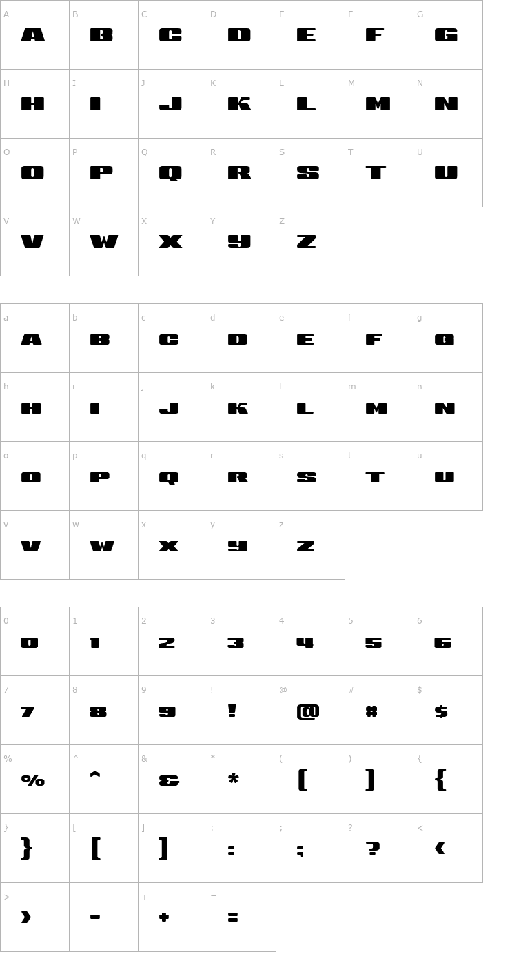 Character Map Sneakers UltraWide SC Font